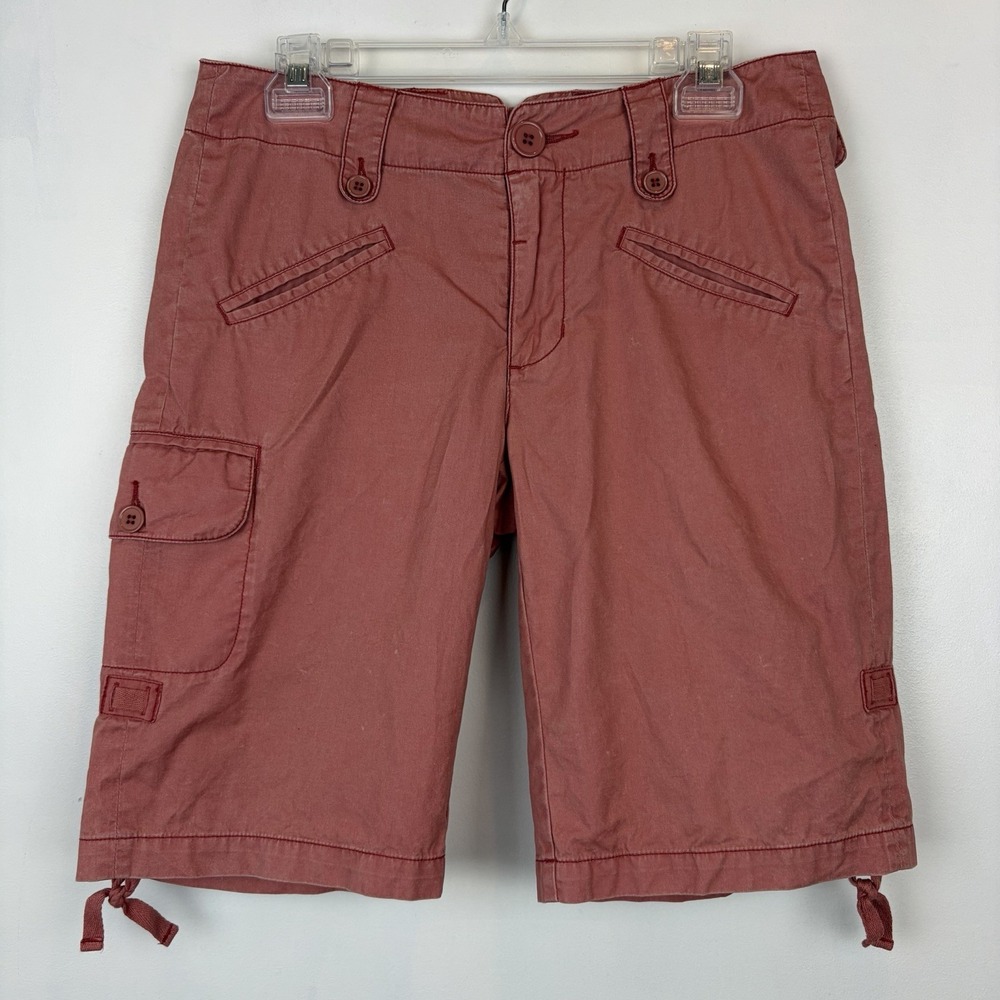 Sundance Bermuda Cargo Shorts Women 4 Nantucket Red Tie Long Casual Walking Read